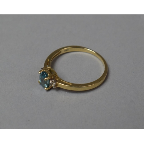 491 - A 9ct Gold, Sapphire and Moissanite Ring, Size N