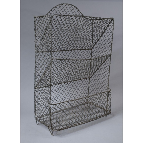 543 - A Vintage Three Tier Galvanized Wire Vegetable Rack, 52cm wide