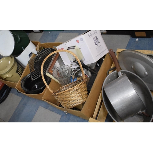 547 - A Collection of Various Kitchenwares and Sundries, Bread Bins etc