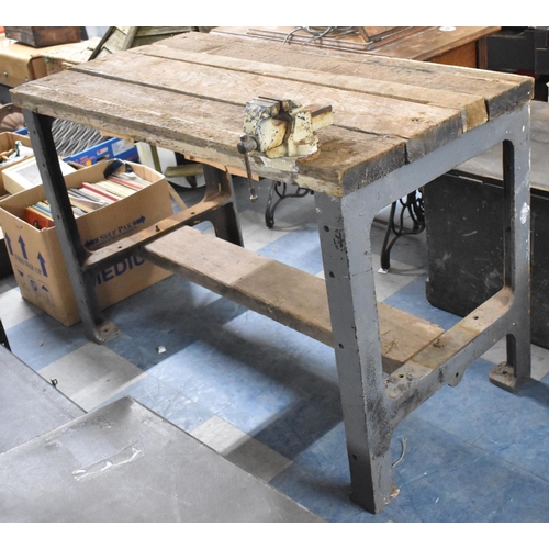 564 - A Vintage Work Bench with Vice, 121cm wide