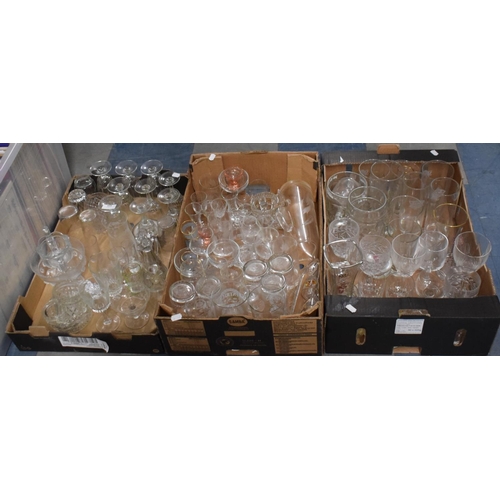 592 - Three Boxes of Various Drinking Glasses, Grand National Winning Tots, Etched Jug etc