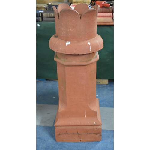 596 - A Large Castellated Terracotta Chimney Pot, 97cm high