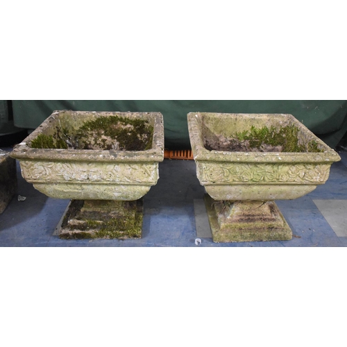 599 - A Pair of Reconstituted Stone Patio Planters, 52cm  and 43cm high (to Match 549)