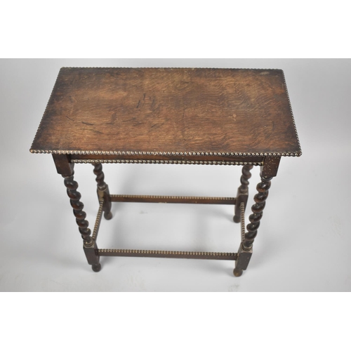 62 - An Edwardian Oak Rectangular Occasional Table with Barley Twist Supports and Gadrooned Edging, 58.5c... 