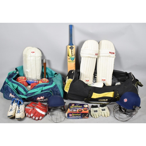 632 - Two Cricket Bags Containing Cricket Equipment to Include Helmets, Pads, Bat etc