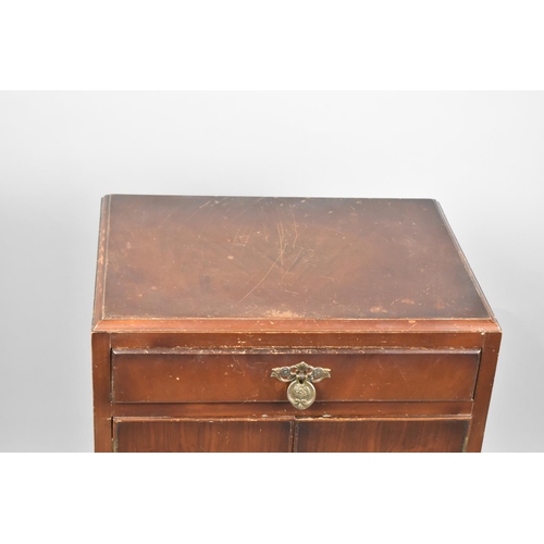 642 - A Mahogany Side Cabinet with Top Drawer on Cabriole Supports, 48cm wide