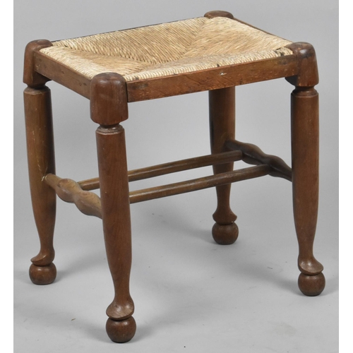 651 - A Mid 20th Century Rush Seated Rectangular Stool, 35cm Wide