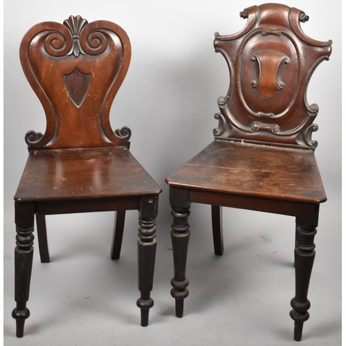 656 - Two Victorian Mahogany Hall Chairs, Both For Restoration