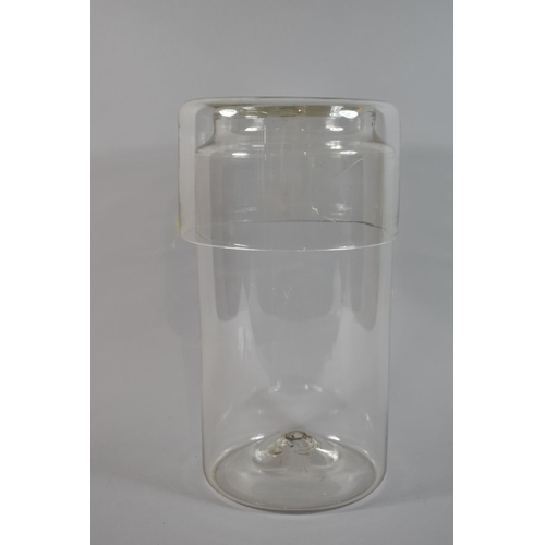 67 - An Unusual Hand Blown Glass Cylindrical Flask with Cover, 36cm high and 20cm Diameter