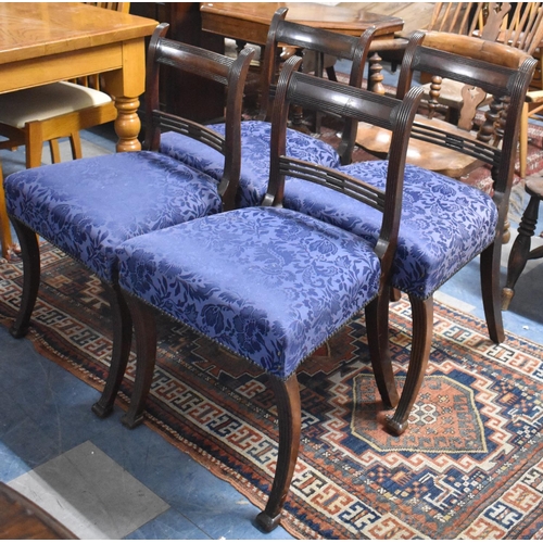 670 - A Set of Four 19th Century Mahogany Framed Dining Chair with Pierced Centre Rails