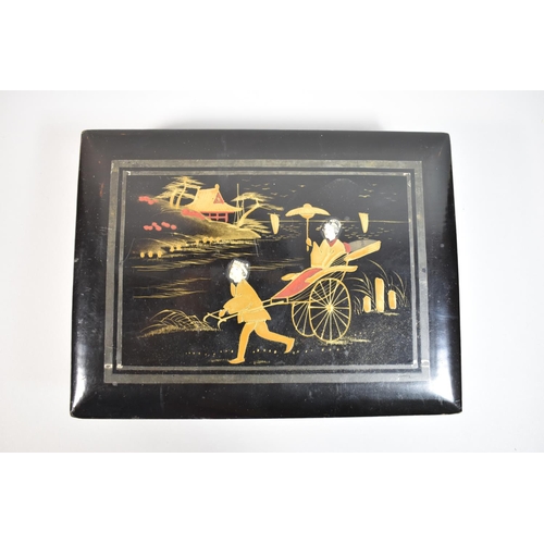 68 - A Small Japanese Lacquered Album Containing 50 Postcards of Japan