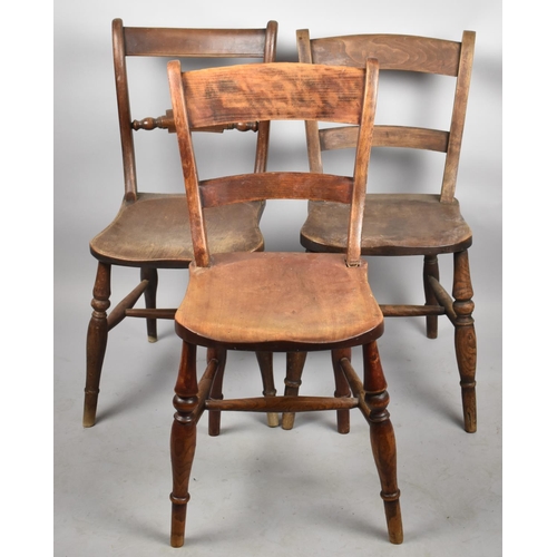 680 - A Pair of Kitchen Dining Chairs and a Similar Elm Seated Example