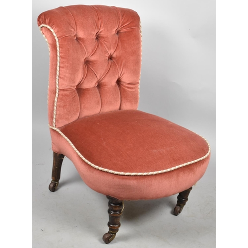 688 - An Edwardian Mahogany Framed Buttoned Backed Ladies Nursing Chair