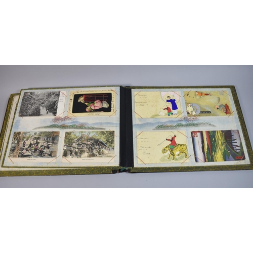 69 - A Chinese Lacquered Postcard Album Containing Mixed Postcards to Include Chinese Overseas Trading Co... 