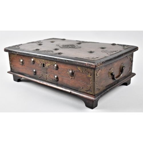 1 - A Colonial Brass Mounted and Studded Hardwood Bible Box, Probably Anglo Indian, on Bracket Feet, 43c... 