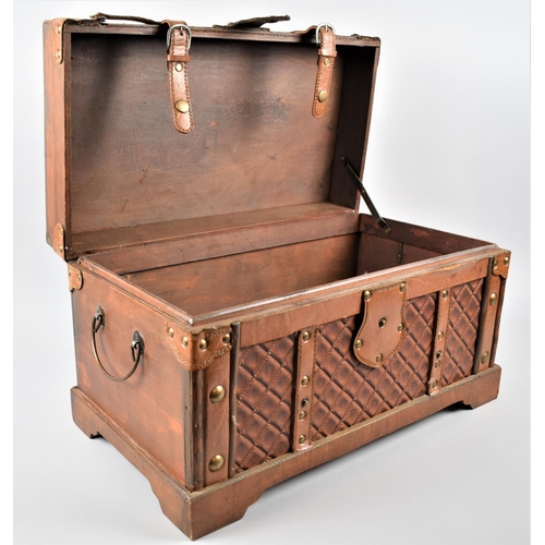 103 - A Novelty Storage Box in the Form of a Leather Covered Traveling Trunk, 45cm Wide