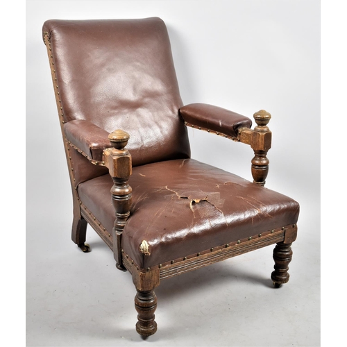 635 - An Edwardian Leather Upholstered Ladies Nursing Chair for Re-Upholstery