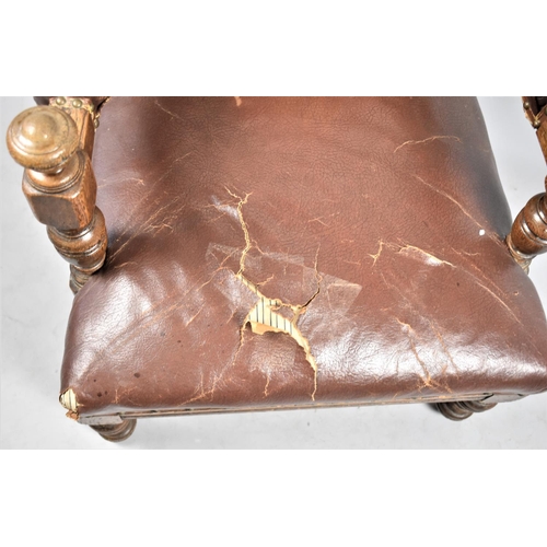 635 - An Edwardian Leather Upholstered Ladies Nursing Chair for Re-Upholstery