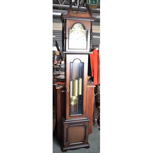 636 - A 20th Century Mahogany Cased Longcase Clock Having Scrolled Pediment with Central Finial, Dial Insc... 