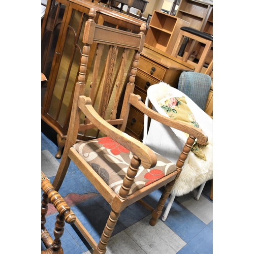 639 - An Edwardian Oak Armchair with Bobbin Supports, In need of Tightening to Joints