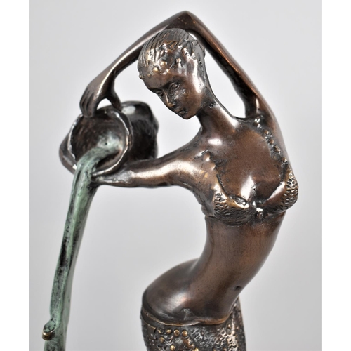 70 - A Reproduction Bronze Art Deco Style Figure of Maiden Pouring Water from Vase, 39cm high