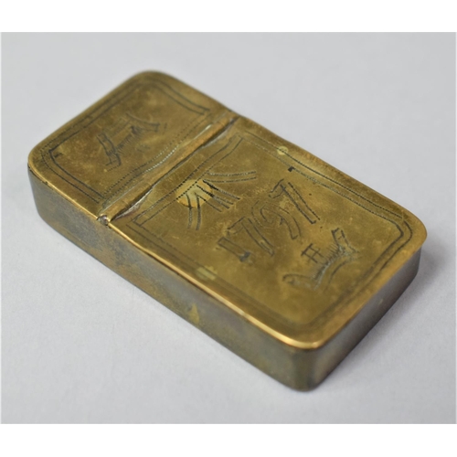11 - A Georgian Rectangular Brass Two Division Box, Possibly for Snuff, One Side Containing Lock of Hair,... 