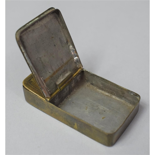 11 - A Georgian Rectangular Brass Two Division Box, Possibly for Snuff, One Side Containing Lock of Hair,... 