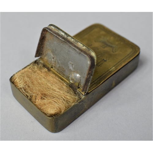 11 - A Georgian Rectangular Brass Two Division Box, Possibly for Snuff, One Side Containing Lock of Hair,... 