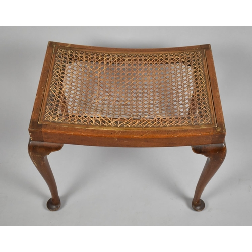 42 - A Mid 20th Century Walnut Framed Rectangular Stool on Cabriole Supports, Requires Recaning, 56cm Wid... 