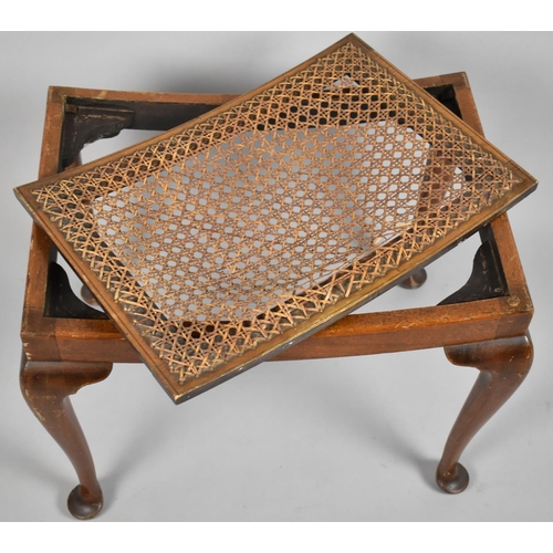 42 - A Mid 20th Century Walnut Framed Rectangular Stool on Cabriole Supports, Requires Recaning, 56cm Wid... 
