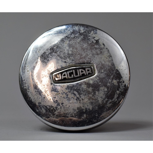 47 - A Vintage Jaguar Chromed Circular Cap Containing 1970 Licence Disk for Private Jaguar 485 NRE, 7.5cm... 