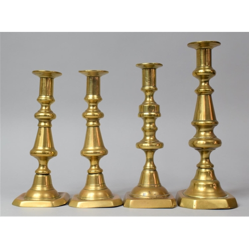 102 - A Collection of Four Late 19th Century Candlesticks, Tallest 27cm high