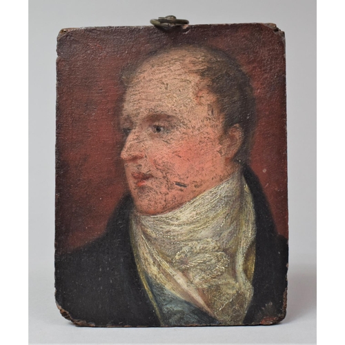 111 - A 19th Century Miniature Portrait on Wooden Panel, 12.5x9.5cm