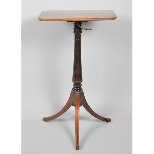 117 - A 19th Century Mahogany Music Stand with Hinged Rectangular Top and Brass Sheet Retainers to Base, T... 