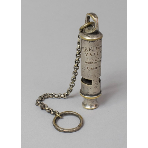 123 - A Vintage Whistle, The Metropolitan by T Keane, Worcester St., Birmingham and Inscribed for A Everal... 