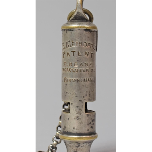 123 - A Vintage Whistle, The Metropolitan by T Keane, Worcester St., Birmingham and Inscribed for A Everal... 