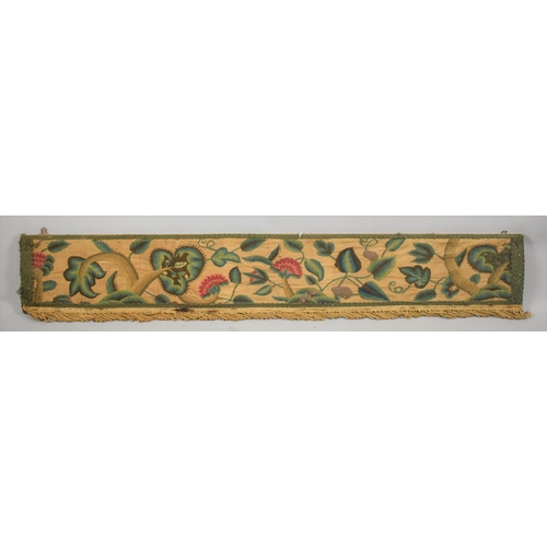 135 - A 19th Century Embroidered Panel Set on Wooden Frame with Later Edging, 156x24cm