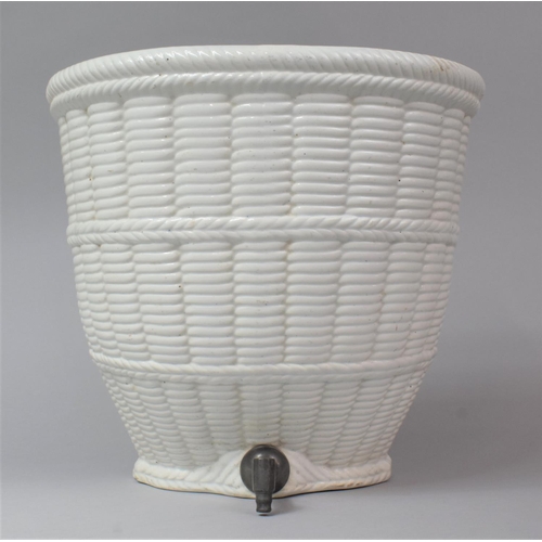 140 - A Late 19th/Early 20th Century Ceramic Cistern in the Form of a Wicker Basket, Probably French, with... 