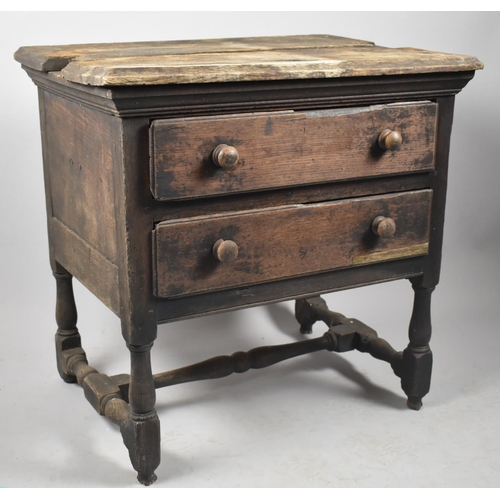 141 - A 19th Century Rustic Oak Two Drawer Chest, In Need of Some Repair and Restoration, 72cm Wide