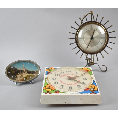 157 - A Collection of Three Vintage Mantel and Wall Clocks