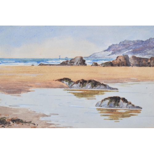 161 - A Framed Watercolour Depicting Beach Scene at Low Tide, Signed Mabel Onslow, 22x12cm