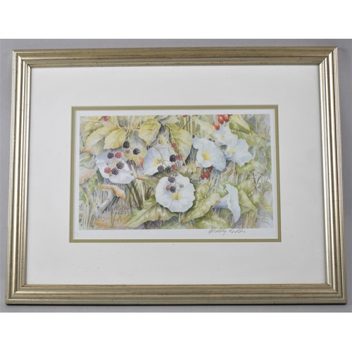 162 - A Framed Print Depicting Blackberries and Flowers, Signed In Pencil by the Artist Molly Roddis, 27x1... 