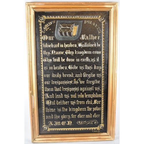 166 - A 19th Century Gilt Framed Welsh Slate Panel Carved with the Lord's Prayer and Signed T Rain, 60x35c... 