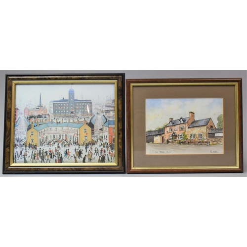 171 - A Small Framed Lowry Print and a Watercolour of the Royal Hill Pub