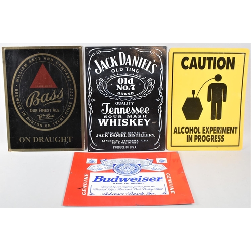 182 - A Collection of Three Printed Metal Advertising Signs and a Printed Plastic Sign, Caution, each 40x3... 