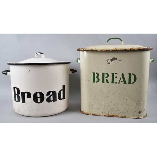 199 - Two Vintage Enamelled Bread Bins