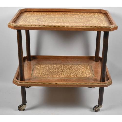 206 - A Mid 20th Century Italian Inlaid Two Tier Trolley, 64x45cm