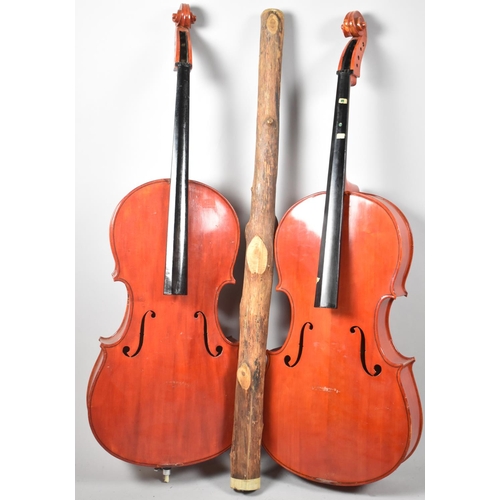 212 - Two Vintage Students Cellos and a Didgeridoo, All In Need of Substantial Attention