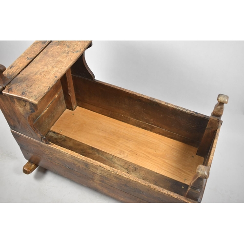 214 - A 19th Century Rustic Oak Rocking Cradle with Canopy, Has Been Repaired and Treated for Woodworm, 90... 