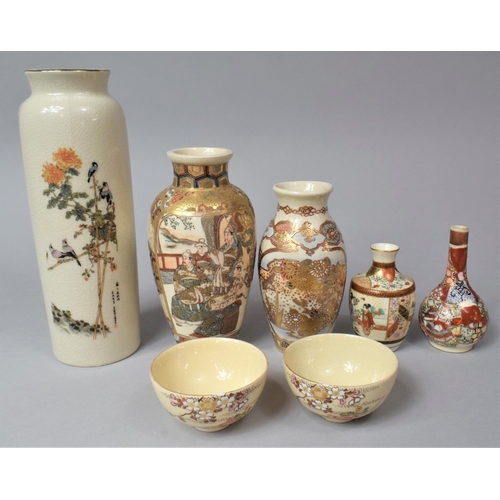 260 - A Collection of Various Crackle Glazed and Japanese Satsuma Ware to Comprise Vases, Miniature Exampl... 